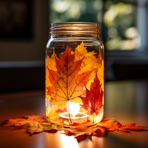 Fall Leaf Mason Jar Lanterns: Illuminate Your Home with Autumn Warmth