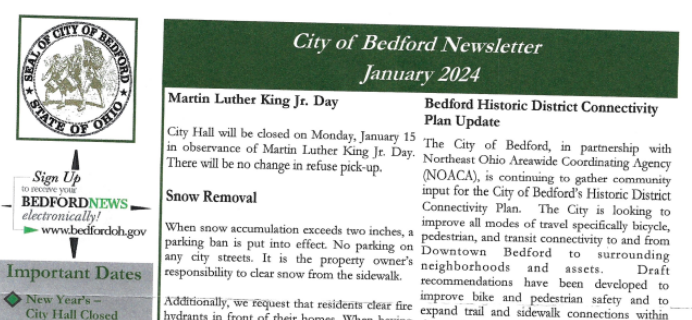 City of Bedford Newsletter – January 2024