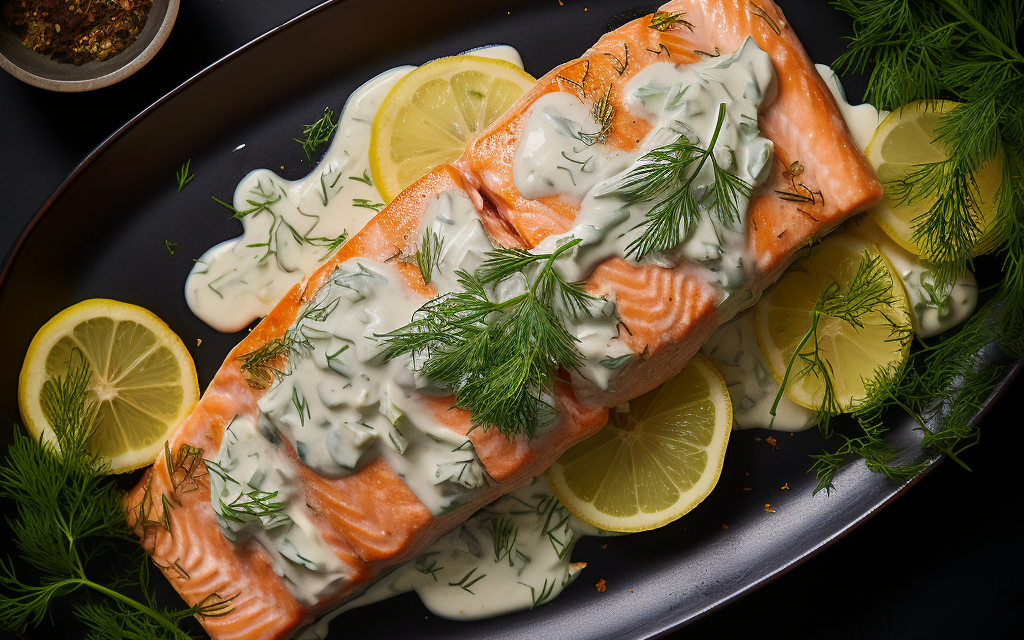 Poached Salmon with Lemon-Dill Sauce: A Delicate and Healthy Dish