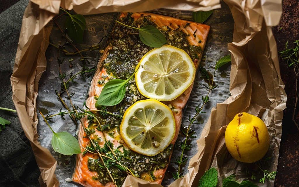 Lemon Herb Salmon En Papillote