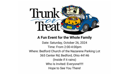 Trunk-or-Treat with Bedford Church of the Nazarene this Weekend October 26th