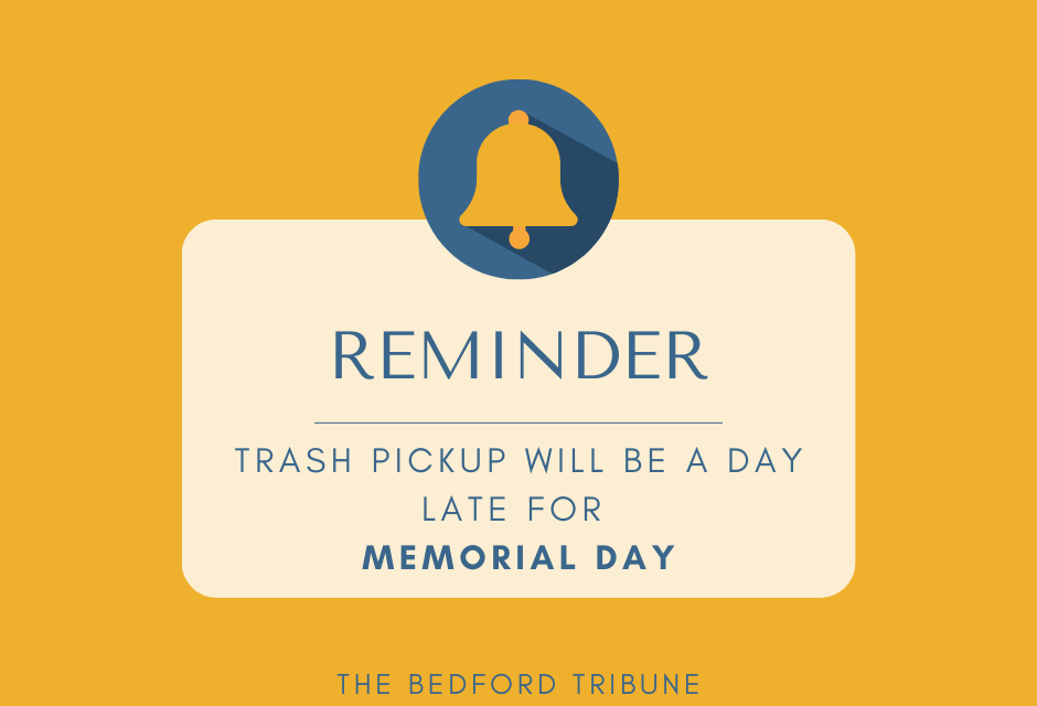 REMINDER — No Refuse Collection Tomorrow Due to Memorial Day