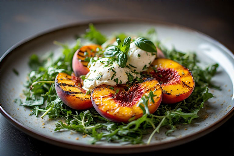 Grilled Peach & Burrata Salad