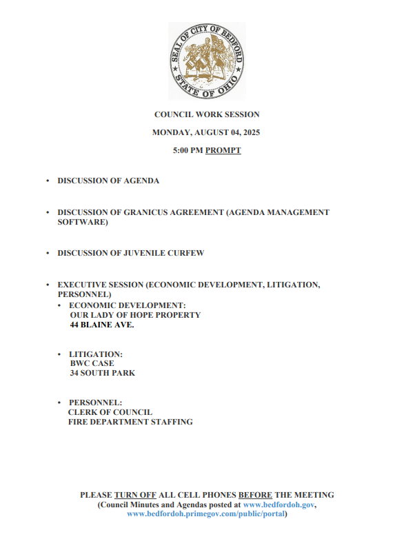 City Council Work Session 8/4/2025