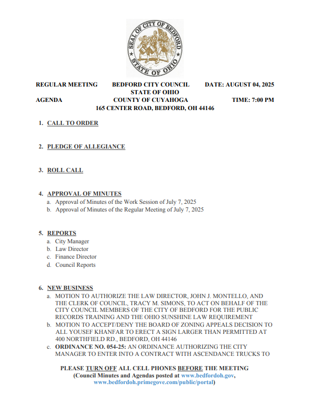 City Council Meeting 8/4/2025