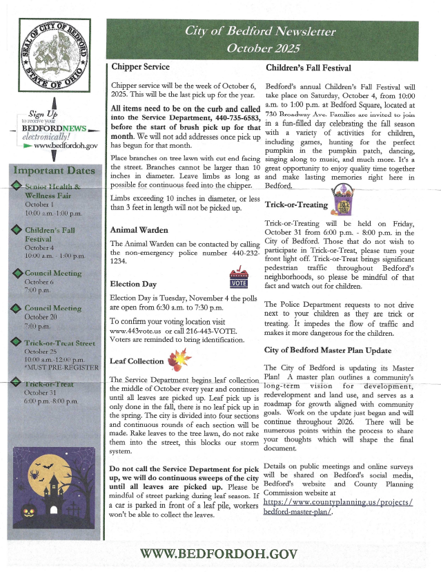 City of Bedford October 2025 Newsletter
