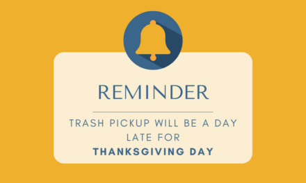 REMINDER — No Refuse Collection Tomorrow Due to Thanksgiving Day