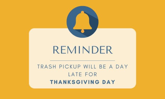 REMINDER — No Refuse Collection Tomorrow Due to Thanksgiving Day