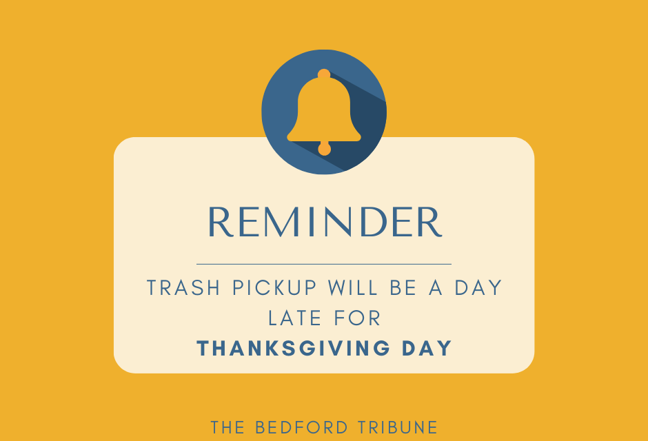 REMINDER — No Refuse Collection Tomorrow Due to Thanksgiving Day