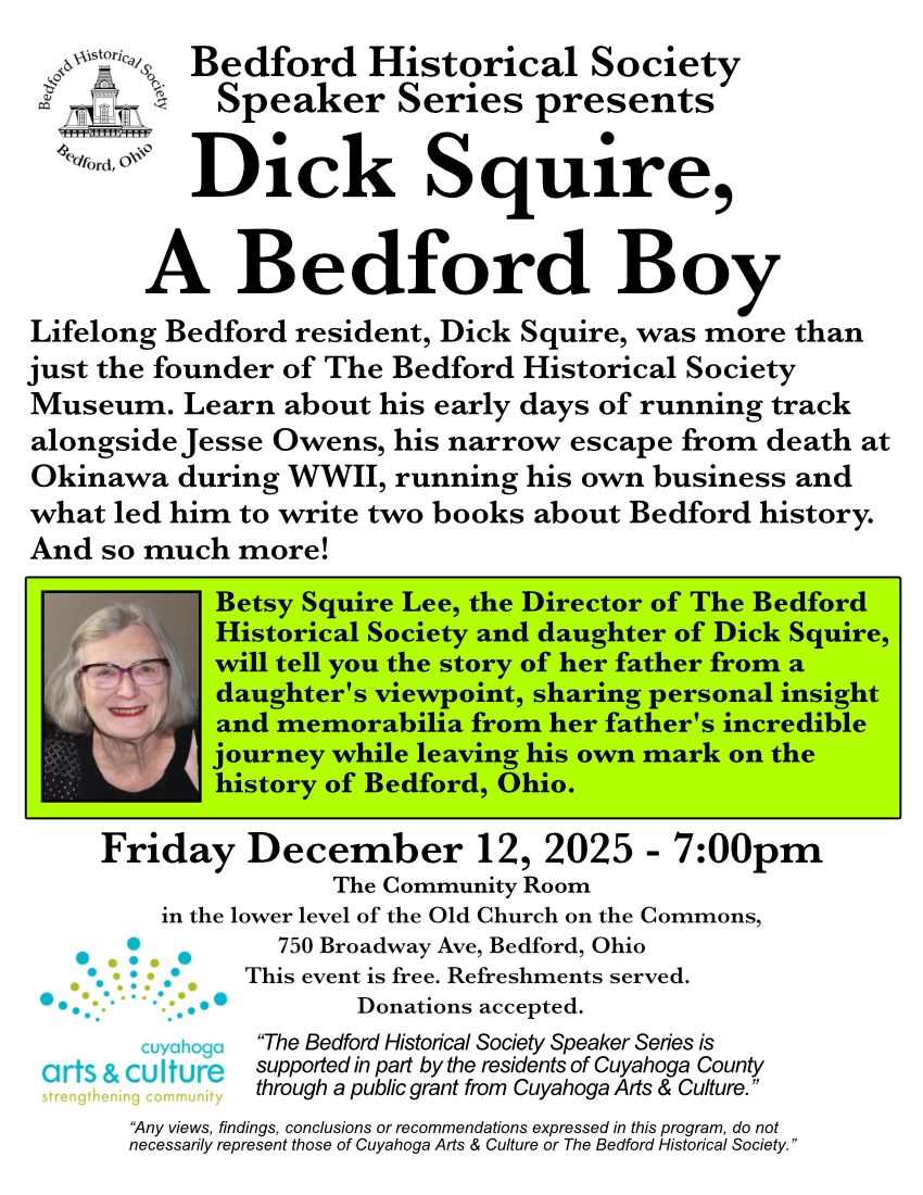Bedford Historical Society Speaker Series: Dick Squire, a Bedford Boy