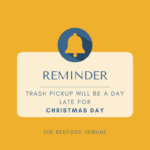 REMINDER — No Refuse Collection Tomorrow Due to Christmas Day