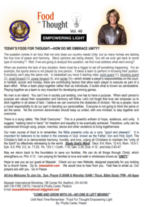 Food For Thought, Vol. 46 — How Do We Embrace Unity? - The Bedford Tribune