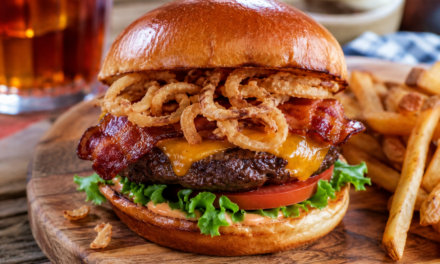 Smoky BBQ Bacon Burgers with Crispy Onions