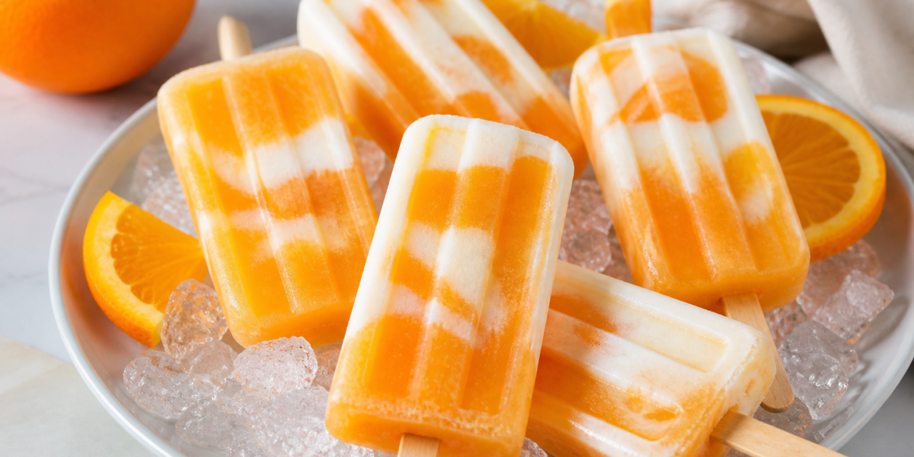 Homemade Orange Dreamsicle Pops