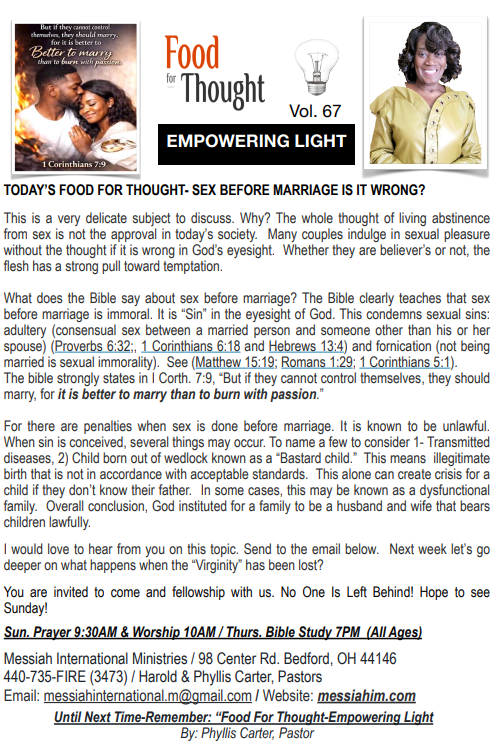 Food For Thought, Vol. 67
