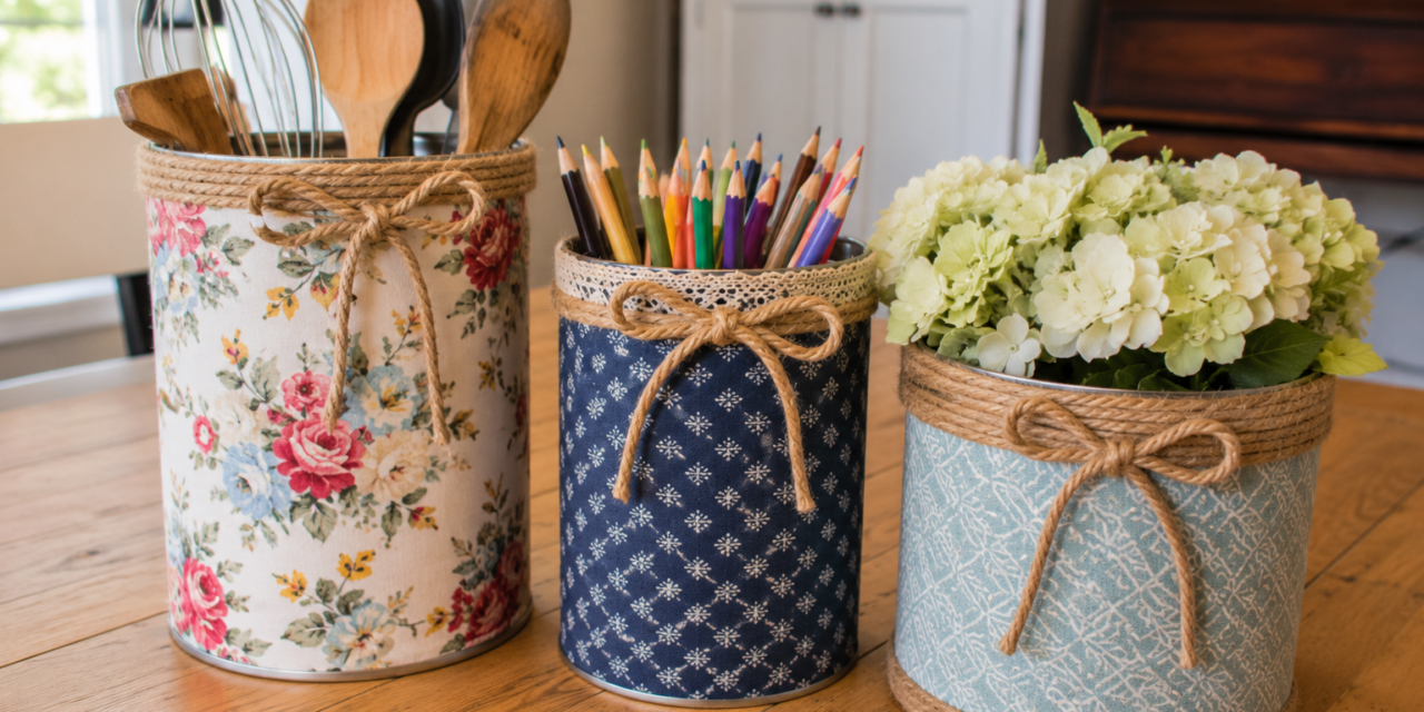 DIY Decorative Fabric-Covered Storage Cans