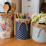 DIY Decorative Fabric-Covered Storage Cans