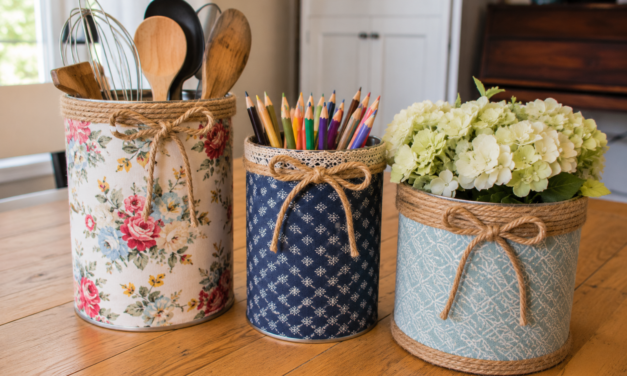 DIY Decorative Fabric-Covered Storage Cans