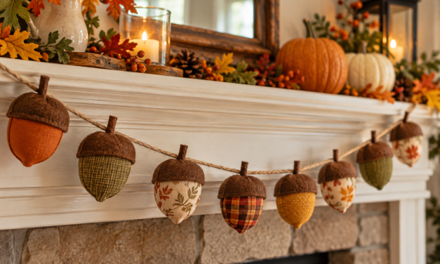 A Little Fall Charm: No-Sew Fabric Acorn Garland