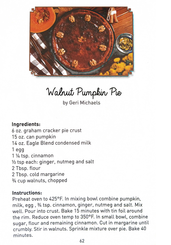 Walnut Pumpkin Pie: By Geri Michaels